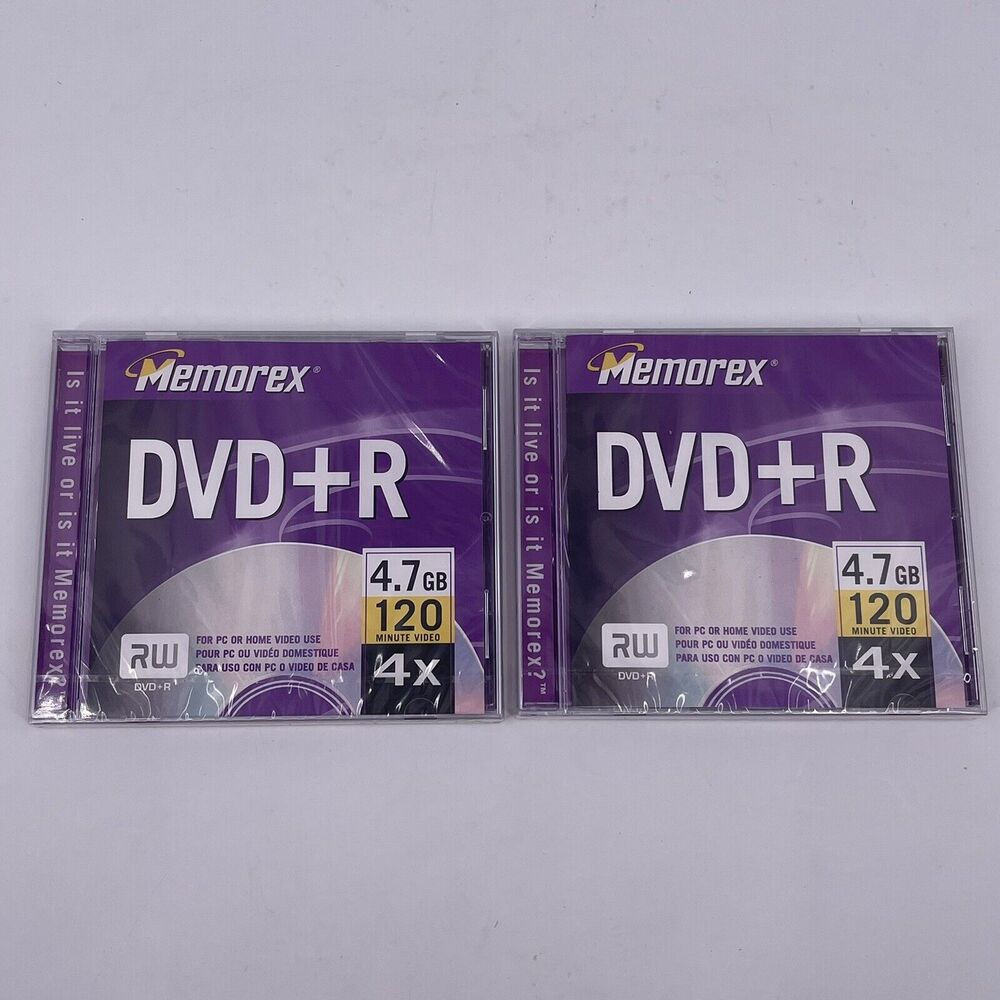2 Memorex DVD+R RW 4.7 GB 120 Minute Video 4X PC Home Video New Sealed Vintage